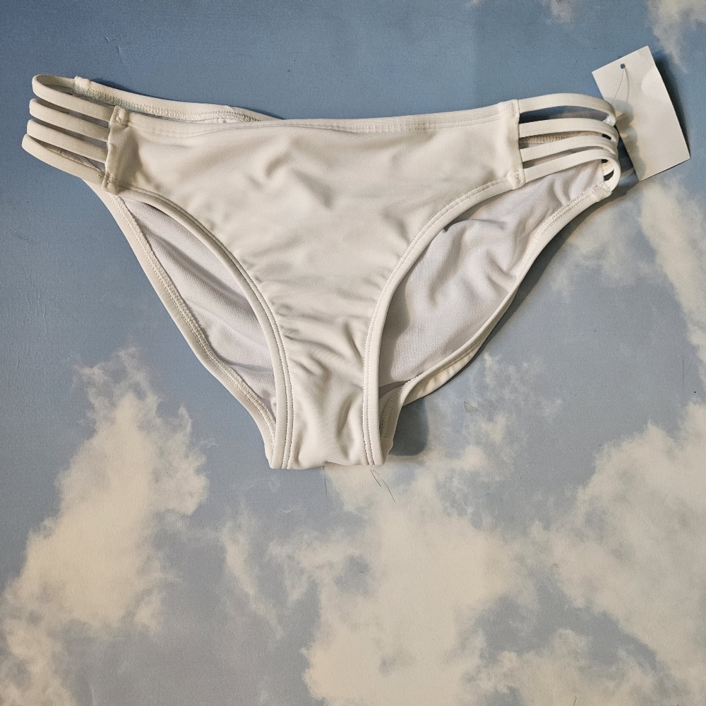 White Strappy Bikini Bottom Low Rise Cut